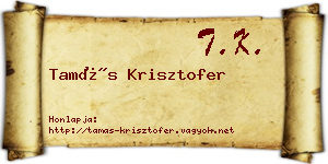 Tamás Krisztofer névjegykártya
